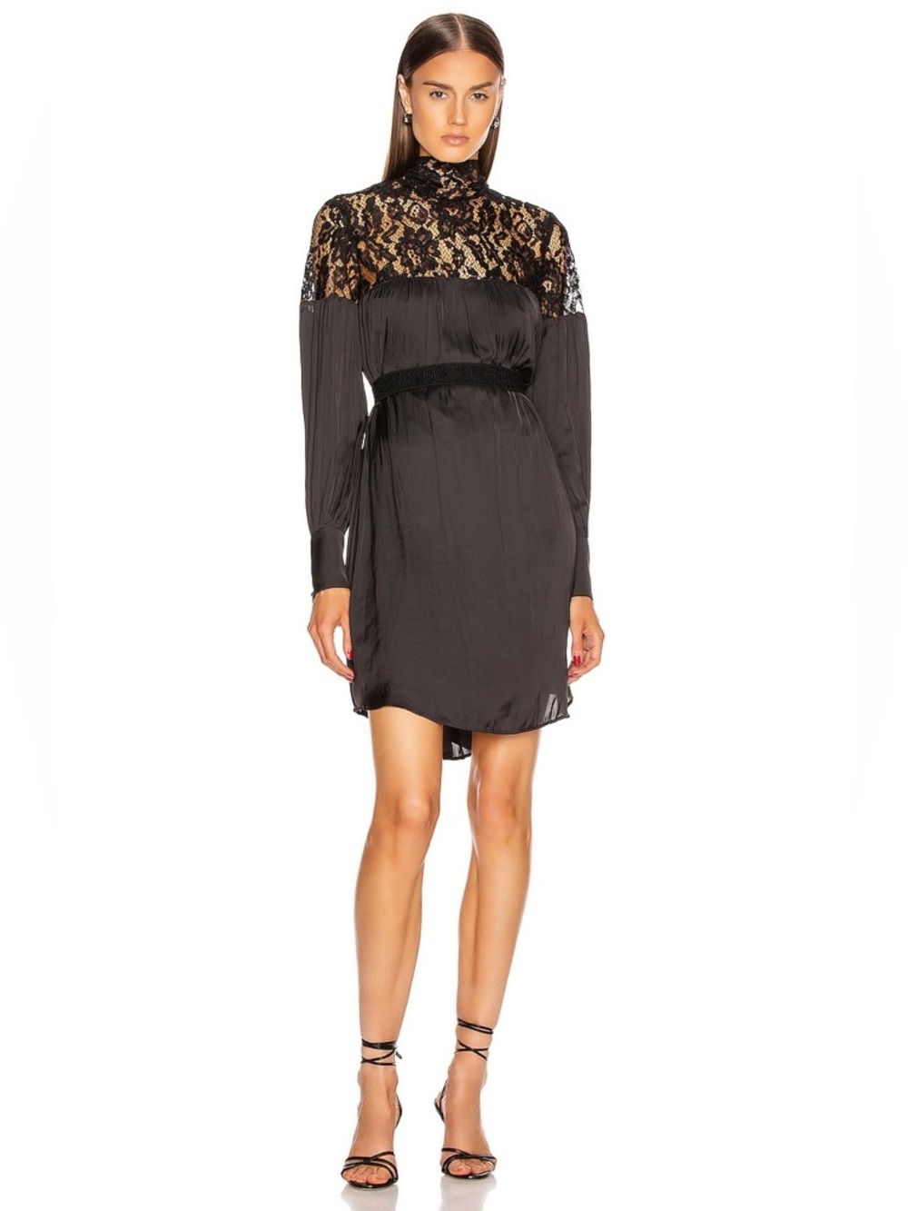 SMYTHE Belted Mini Lace Dress  Black